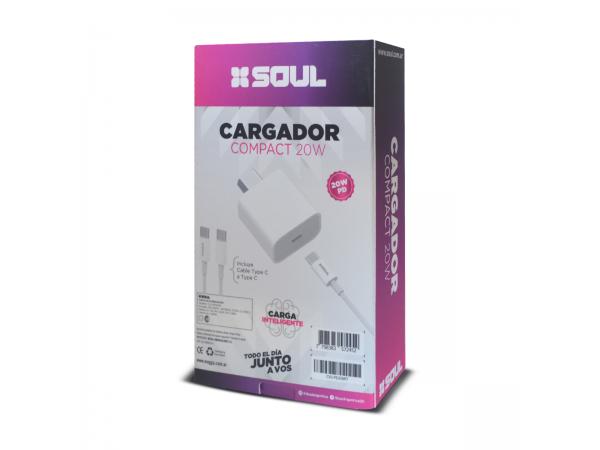 Cargador PD 20 W con Cable: Tipo C a Lightning